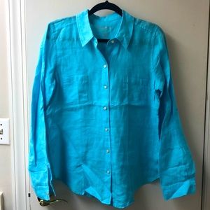 Lilly Pulitzer Blue Linen Button Down